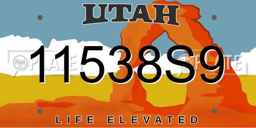11538S9 Utah License Plate