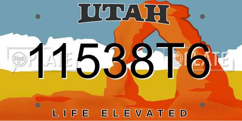 11538T6 Utah License Plate