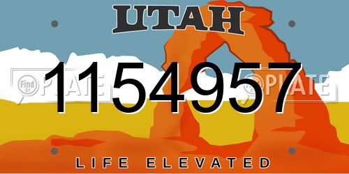 1154957 Utah License Plate