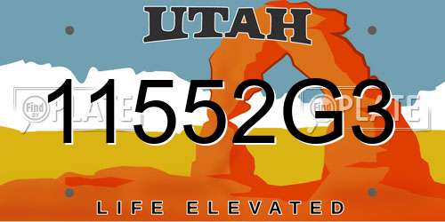 11552G3 Utah License Plate