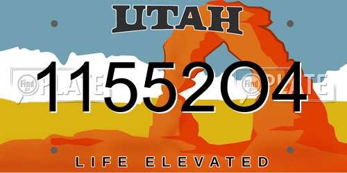 11552O4 Utah License Plate