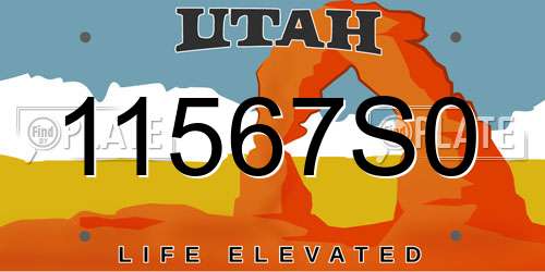 11567S0 Utah License Plate
