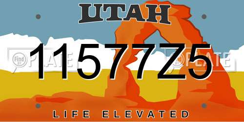 11577Z5 Utah License Plate