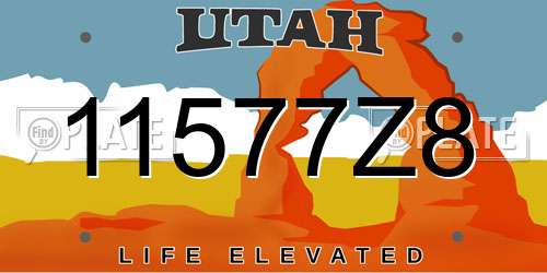 11577Z8 Utah License Plate