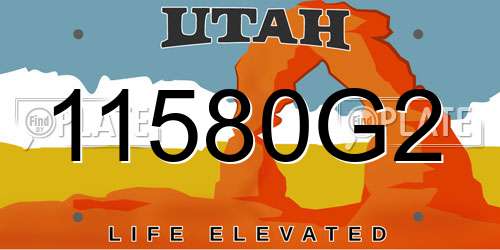 11580G2 Utah License Plate