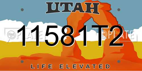 11581T2 Utah License Plate