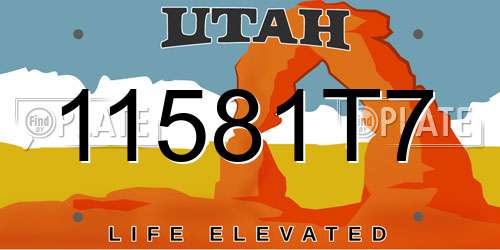 11581T7 Utah License Plate