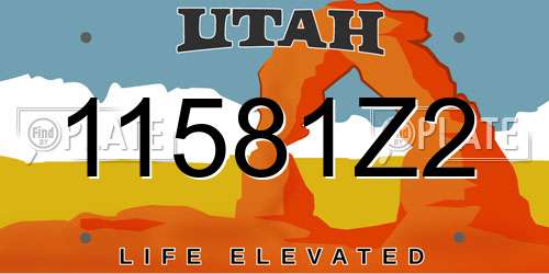 11581Z2 Utah License Plate