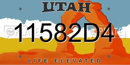 11582D4 Utah License Plate