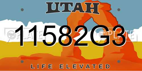 11582G3 Utah License Plate
