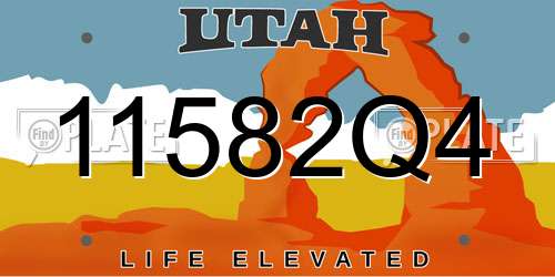 11582Q4 Utah License Plate