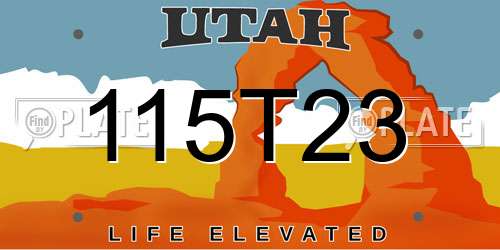 115T23 Utah License Plate