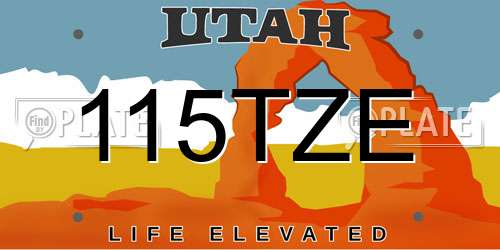 115TZE Utah License Plate