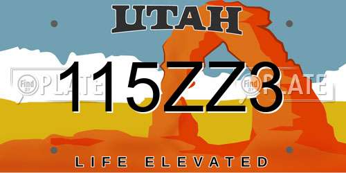 115ZZ3 Utah License Plate