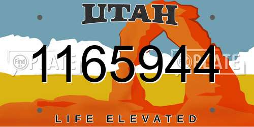 1165944 Utah License Plate