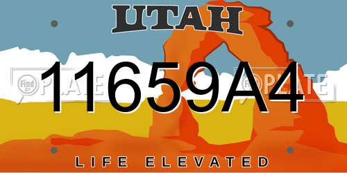 11659A4 Utah License Plate