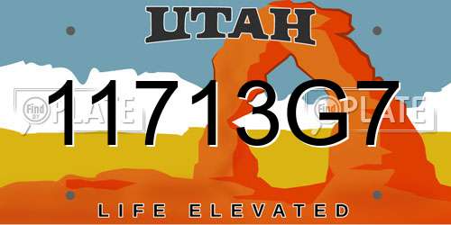11713G7 Utah License Plate