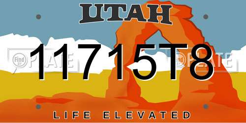 11715T8 Utah License Plate