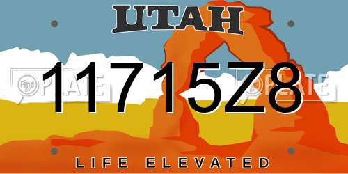 11715Z8 Utah License Plate