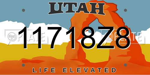 11718Z8 Utah License Plate