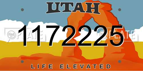 1172225 Utah License Plate
