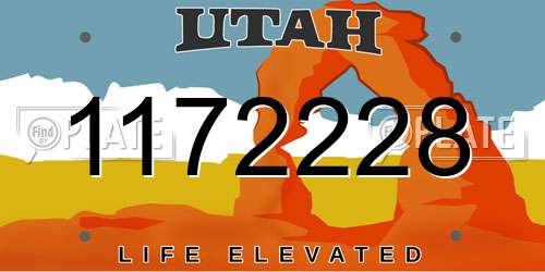 1172228 Utah License Plate
