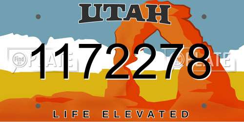 1172278 Utah License Plate