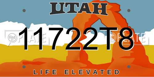 11722T8 Utah License Plate