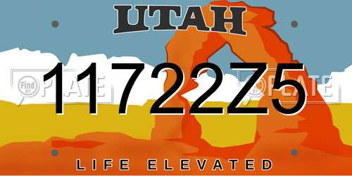 11722Z5 Utah License Plate