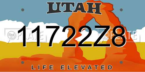 11722Z8 Utah License Plate
