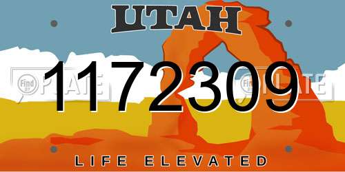 1172309 Utah License Plate