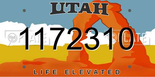 1172310 Utah License Plate