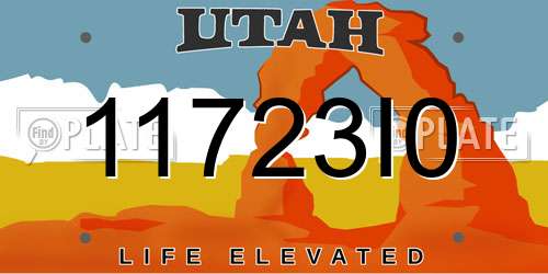 11723I0 Utah License Plate