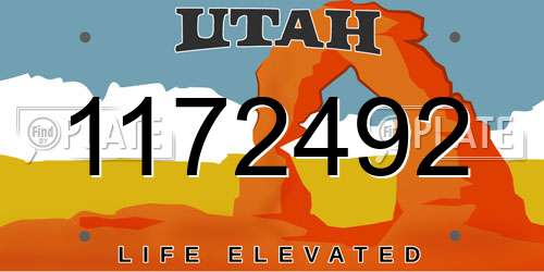 1172492 Utah License Plate