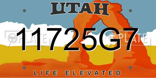 11725G7 Utah License Plate