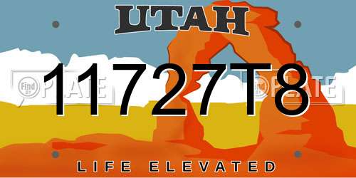 11727T8 Utah License Plate