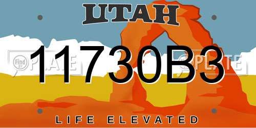 11730B3 Utah License Plate
