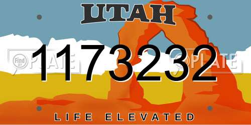 1173232 Utah License Plate