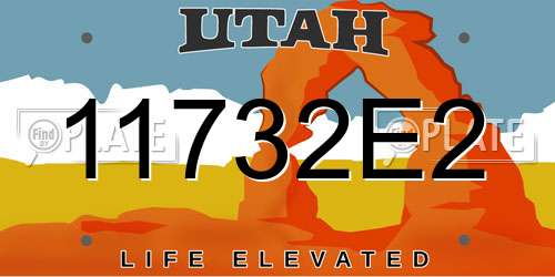11732E2 Utah License Plate