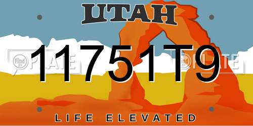 11751T9 Utah License Plate