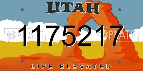 1175217 Utah License Plate
