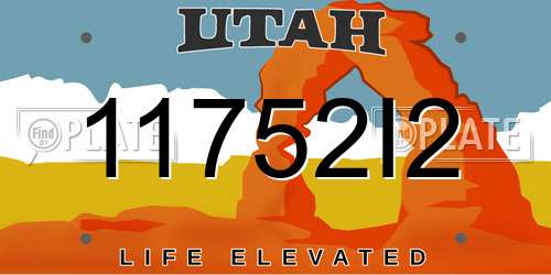 11752I2 Utah License Plate