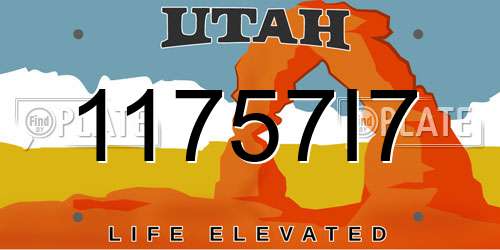 11757I7 Utah License Plate