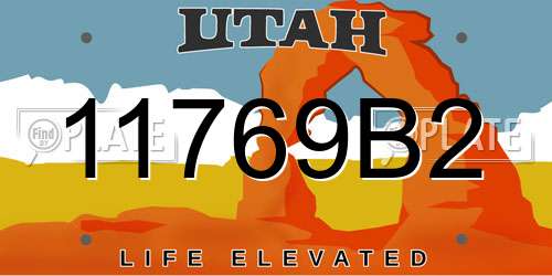 11769B2 Utah License Plate