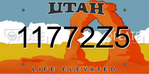 11772Z5 Utah License Plate
