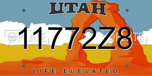 11772Z8 Utah License Plate