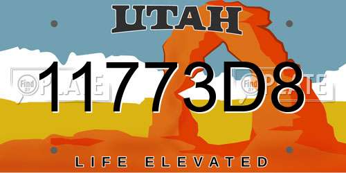 11773D8 Utah License Plate