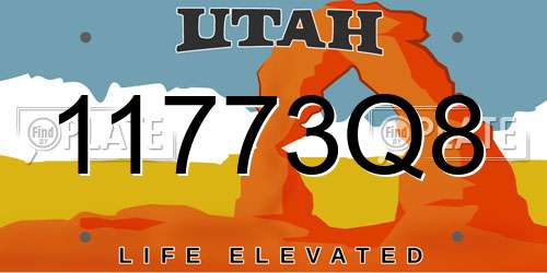 11773Q8 Utah License Plate