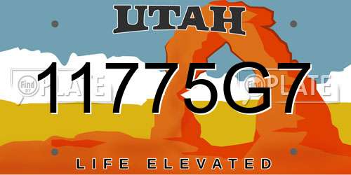 11775G7 Utah License Plate