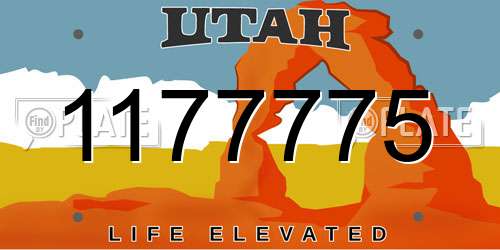 1177775 Utah License Plate